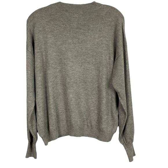 Magaschoni Heather Grey Crewneck Super Soft Drop Sleeve Pullover Sweater sz Med - Picture 3 of 9